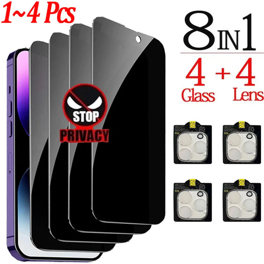 Privacy Screen & Camera Lens Protector For iPhone 15 14 13 12 11 Pro Max