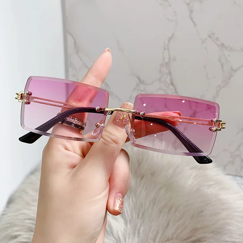 Rectangle Rimless Square Vintage Glasses