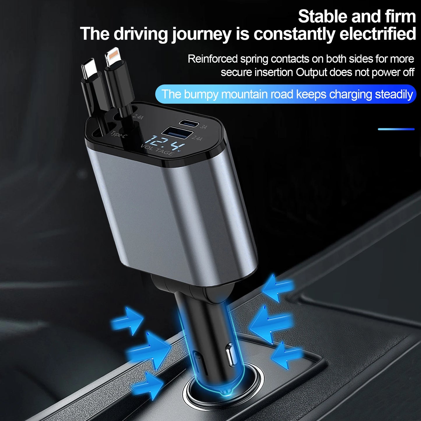 4 in 1 Retractable Car Charger