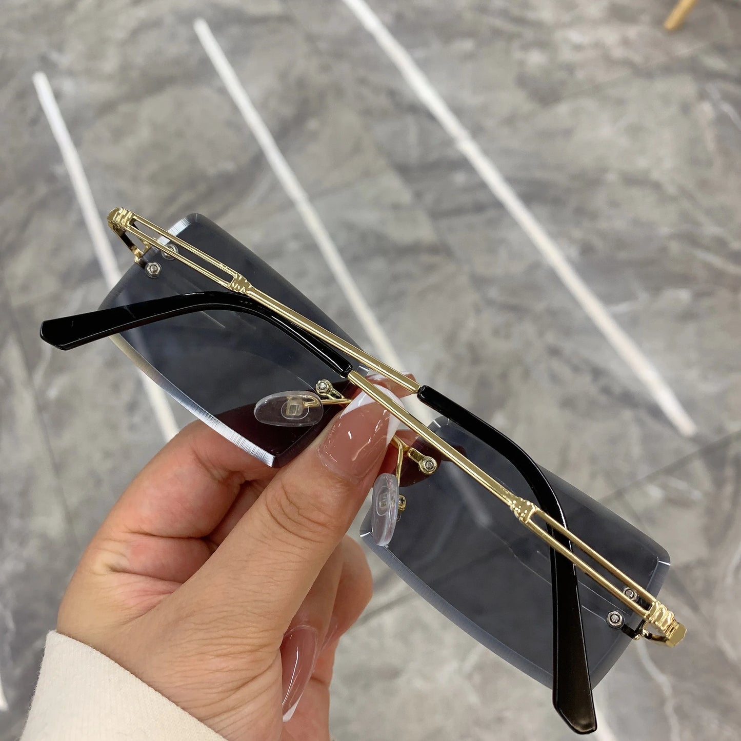 Rectangle Rimless Square Vintage Glasses