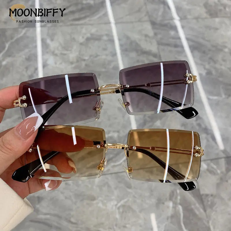 Rectangle Rimless Square Vintage Glasses