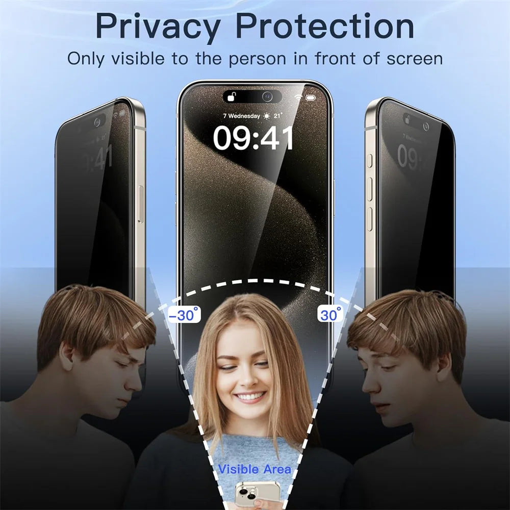 Privacy Screen & Camera Lens Protector For iPhone 15 14 13 12 11 Pro Max