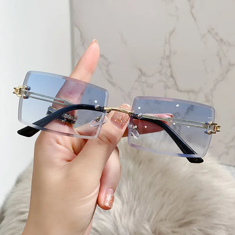 Rectangle Rimless Square Vintage Glasses