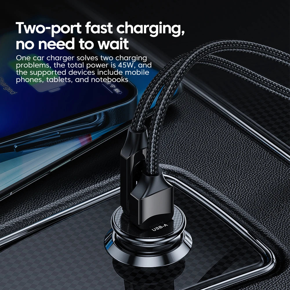 USB/ USB C Car Charger QC 4.0 PD3.0 45W